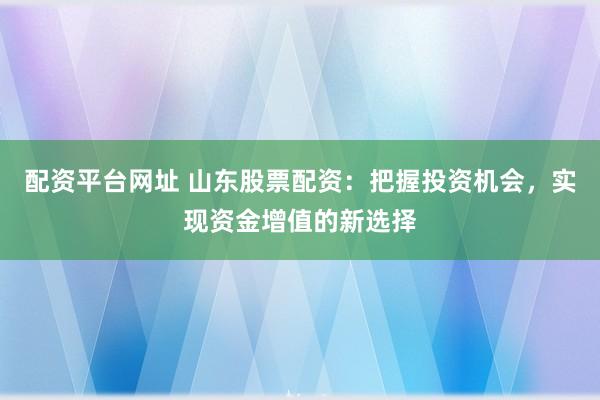 配资平台网址 山东股票配资：把握投资机会，实现资金增值的新选择
