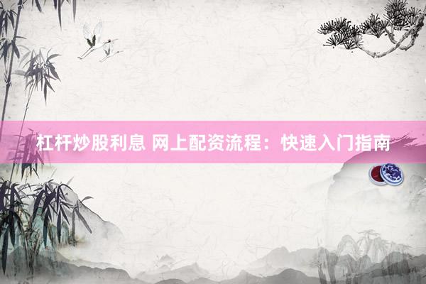 杠杆炒股利息 网上配资流程：快速入门指南