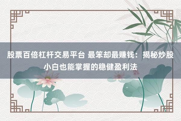 股票百倍杠杆交易平台 最笨却最赚钱：揭秘炒股小白也能掌握的稳健盈利法