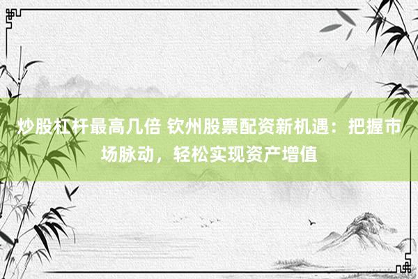 炒股杠杆最高几倍 钦州股票配资新机遇：把握市场脉动，轻松实现资产增值