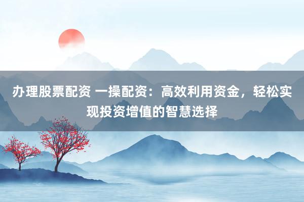 办理股票配资 一操配资：高效利用资金，轻松实现投资增值的智慧选择