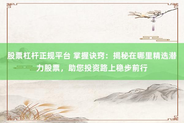 股票杠杆正规平台 掌握诀窍：揭秘在哪里精选潜力股票，助您投资路上稳步前行