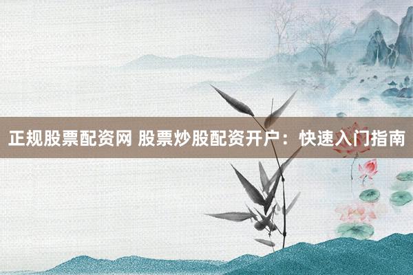 正规股票配资网 股票炒股配资开户：快速入门指南