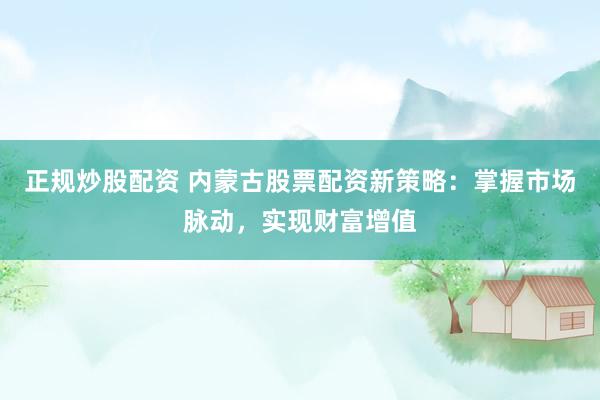 正规炒股配资 内蒙古股票配资新策略：掌握市场脉动，实现财富增值
