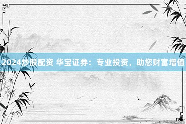 2024炒股配资 华宝证券：专业投资，助您财富增值