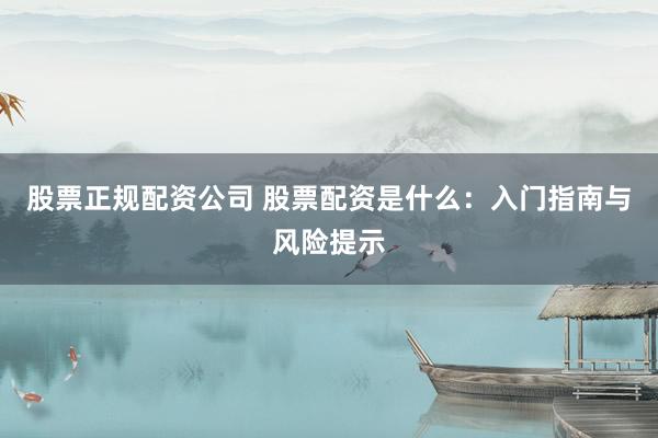 股票正规配资公司 股票配资是什么：入门指南与风险提示