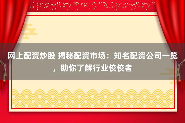 网上配资炒股 揭秘配资市场：知名配资公司一览，助你了解行业佼佼者