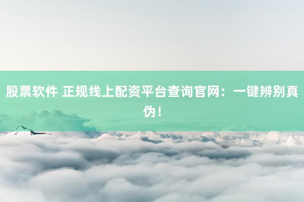 股票软件 正规线上配资平台查询官网：一键辨别真伪！