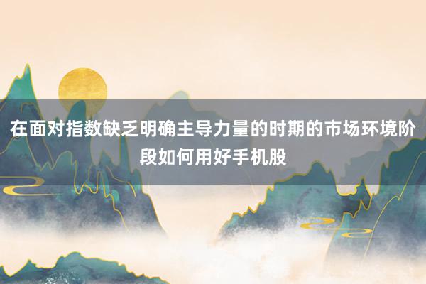 在面对指数缺乏明确主导力量的时期的市场环境阶段如何用好手机股