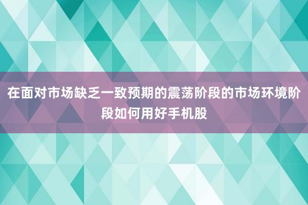 在面对市场缺乏一致预期的震荡阶段的市场环境阶段如何用好手机股
