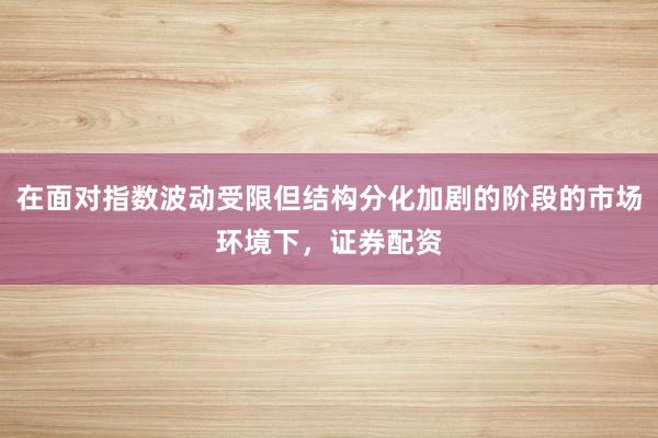 在面对指数波动受限但结构分化加剧的阶段的市场环境下，证券配资